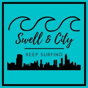 Autocollant Swell & City – Turquoise/Noir