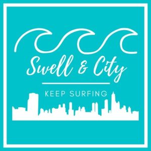 Autocollant Swell & City – Turquoise/Blanc