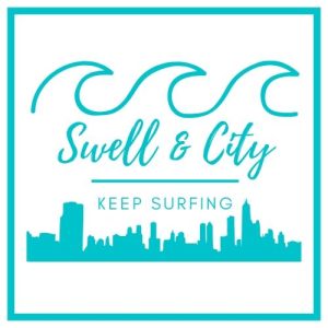 Autocollant Swell & City – Blanc/Turquoise