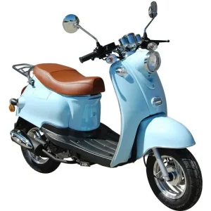 BENZHOU – EURO 5 – Scooter rétro 50cc 4T – Rose pastel et blanc + Carte Grise (SIV)