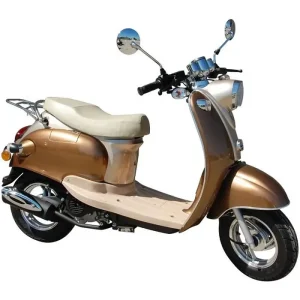BENZHOU – EURO 5 – Scooter rétro – 50cc – 4T – Chocolat métallisé et crème