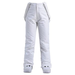 Pantalon ski femme respirant à bretelles blanc