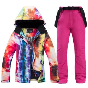 Combinaison de ski femme multicolore, 2 pièces