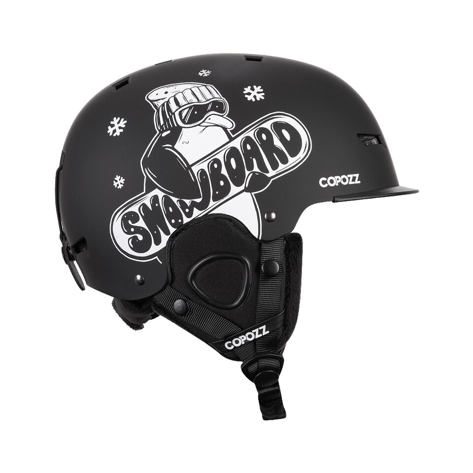 Casque ski enfant noir avec pingouin