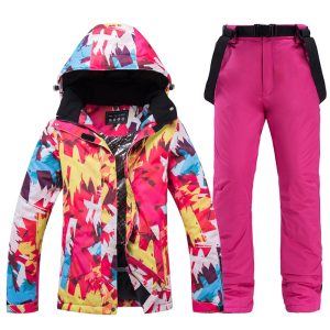 Combinaison de ski femme avec motifs colorés, 2 pièces