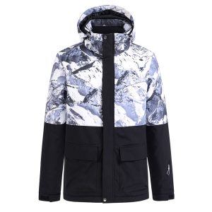 Veste ski femme design noire et blanche