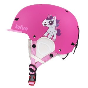 Casque ski enfant rose avec licorne mignonne