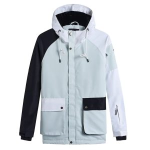 Veste de ski femme bleue moderne avec poches colorées