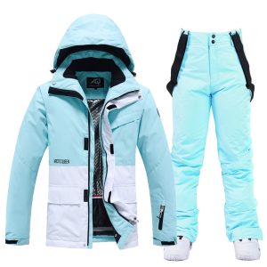 Combinaison de ski femme bleue et blanche, 2 pièces