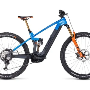 VTT Électrique Tout-Suspendu Cube Stereo Hybrid 140 HPC Actionteam 750 Shimano XT 12V 750 Wh 29 » Bleu Gris Actionteam 2023