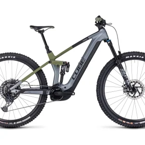 VTT Électrique Tout-Suspendu Cube Stereo Hybrid 140 HPC TM 750 Sram GX Eagle 12V 750 Wh 29 » Gris Flash Vert Olive 2023
