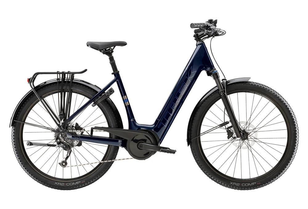 Vélo de Ville Électrique Trek Verve+ 4 Lowstep Shimano Altus 9V 725 Wh Bleu Foncé 2023