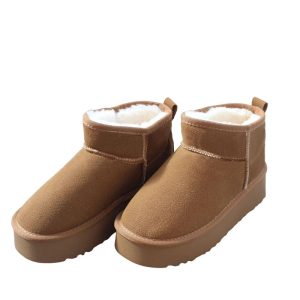 Après-ski femme en daim fourrés avec semelles compensées