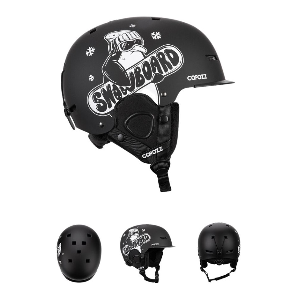 Casque ski enfant noir avec pingouin – Image 2