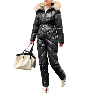 Combinaison de ski femme coloré avec col en fourrure