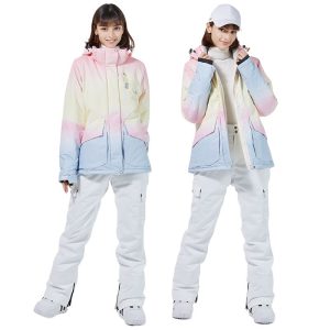 Combinaison de ski femme imperméable multicolore 2 pièces