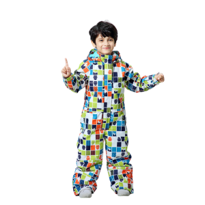 Combinaison ski enfant chaude à motifs colorés