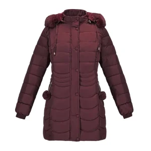Manteau ski femme parka imperméable bordeaux