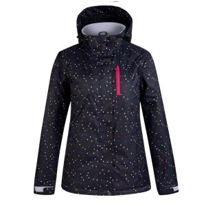 Veste de ski femme noire à points colorés