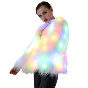 Manteau ski femme blanc original à LED