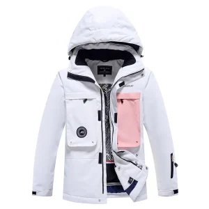 Veste de ski femme blanche fluo design