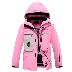 Veste de ski femme rose fluo design