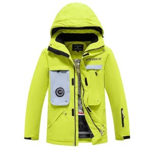 Veste de ski femme jaune fluo design